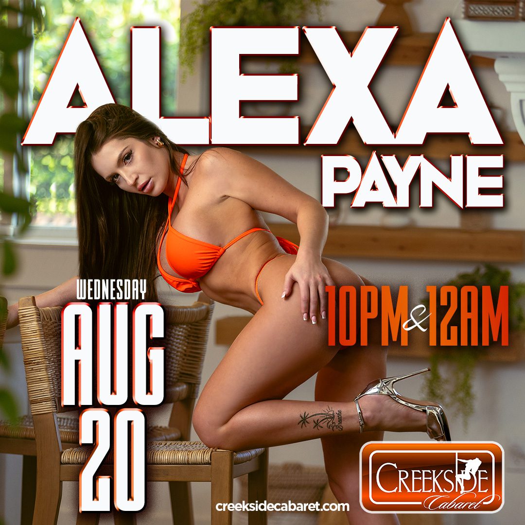 Alexa Payne in an orange bikini for a club event on August 20.